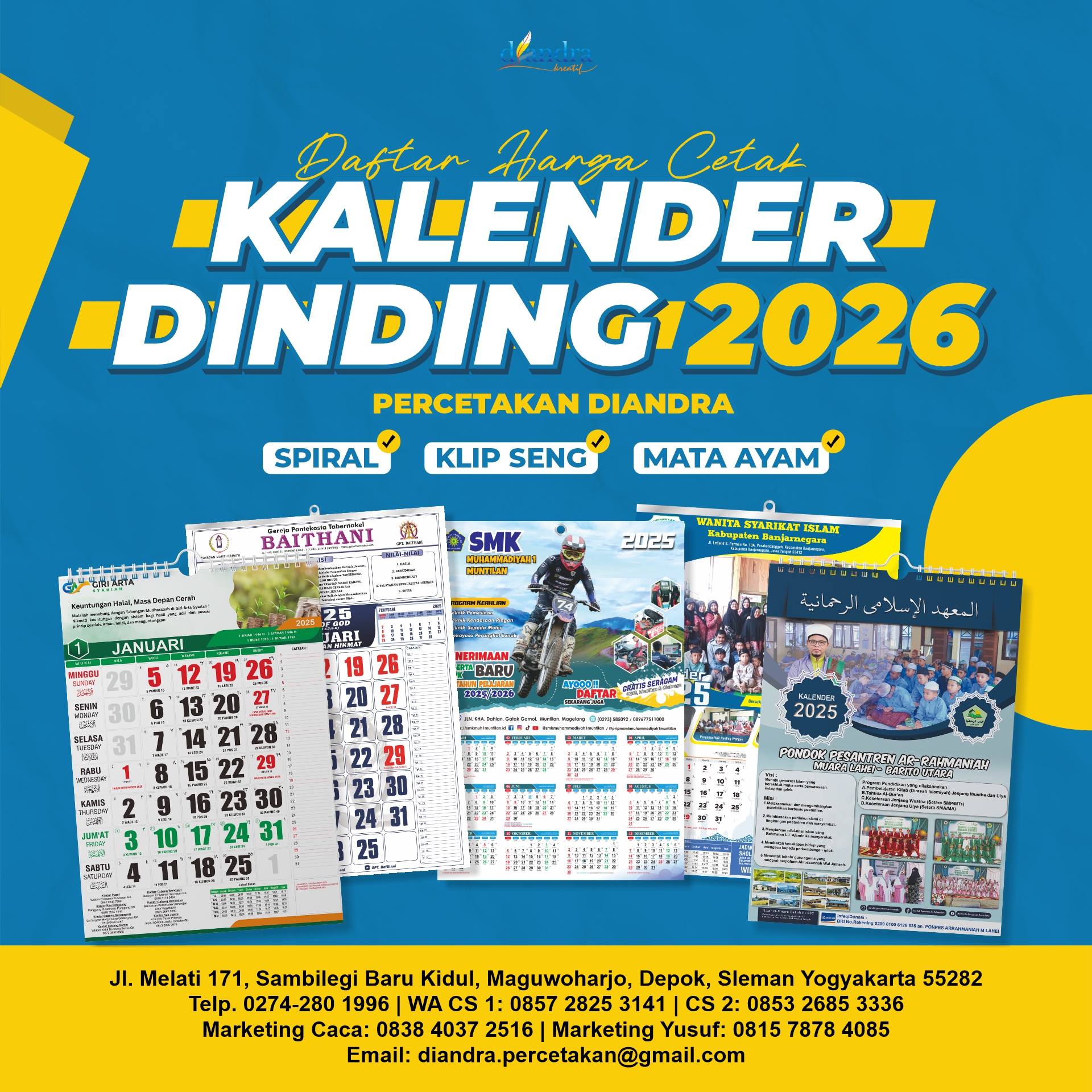 Cetak Kalender Dinding 2026 Termurah