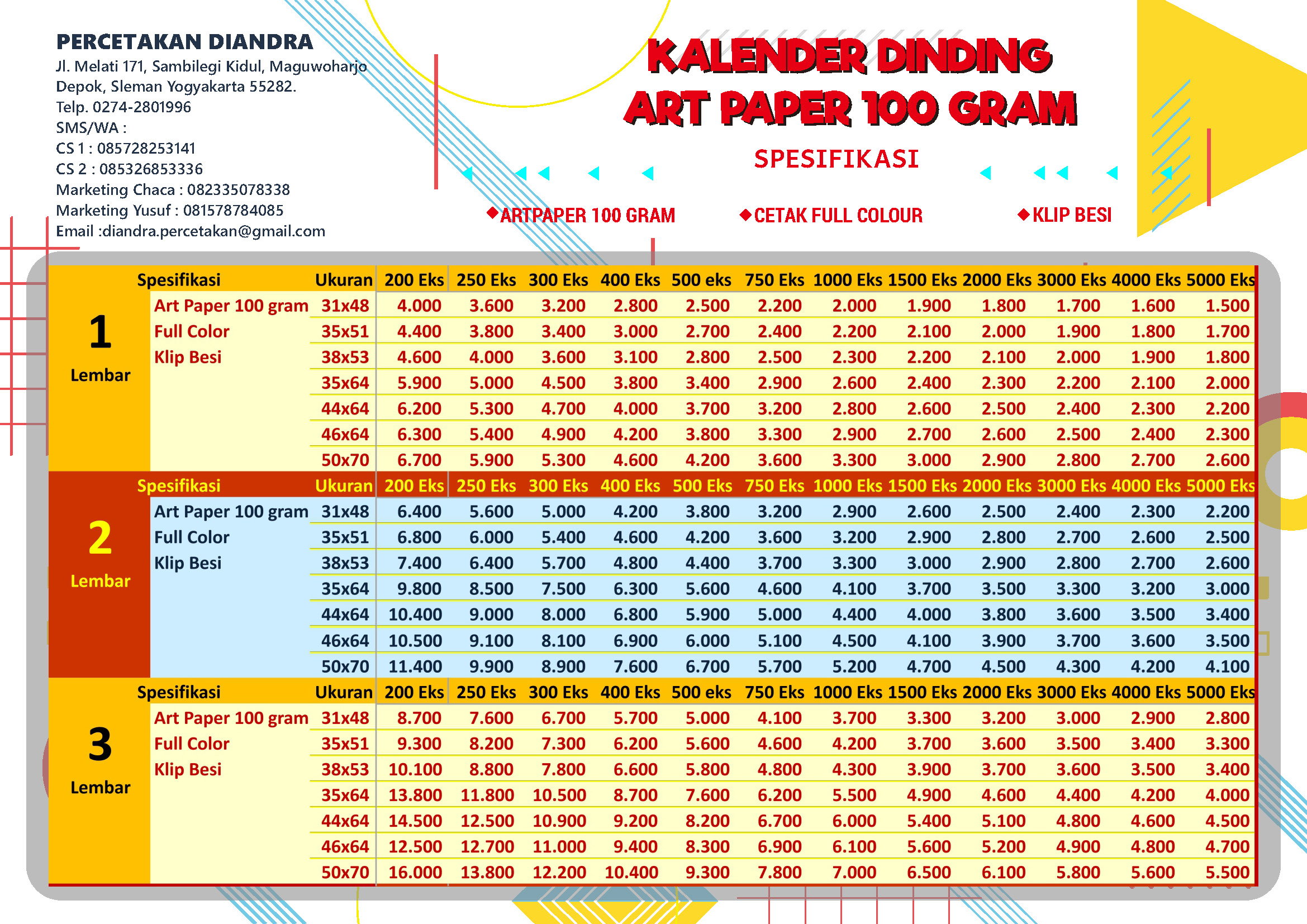Cetak Kalender Dinding 2022