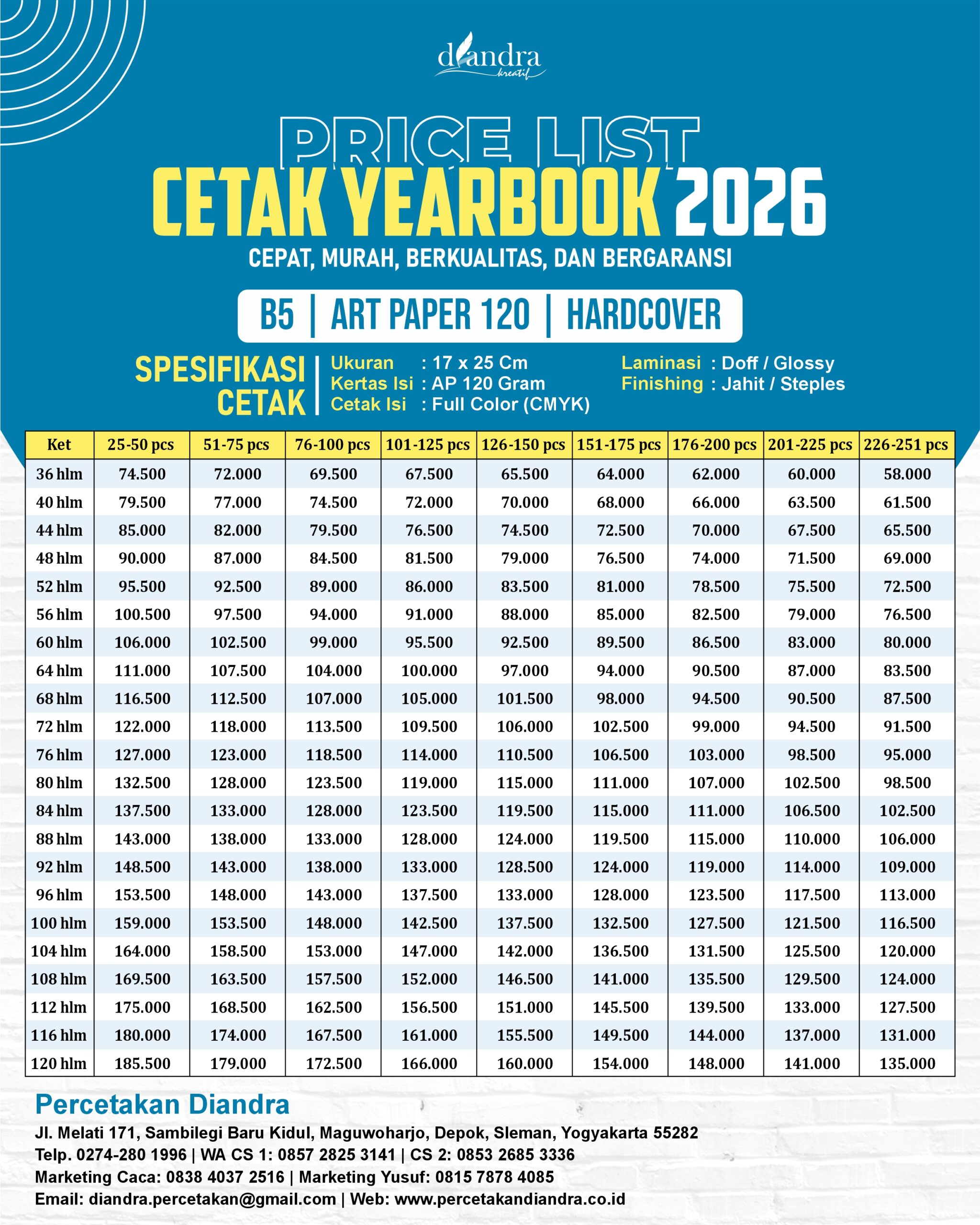Yearbook B5-AP 120-Hardcover-Diandra 2026