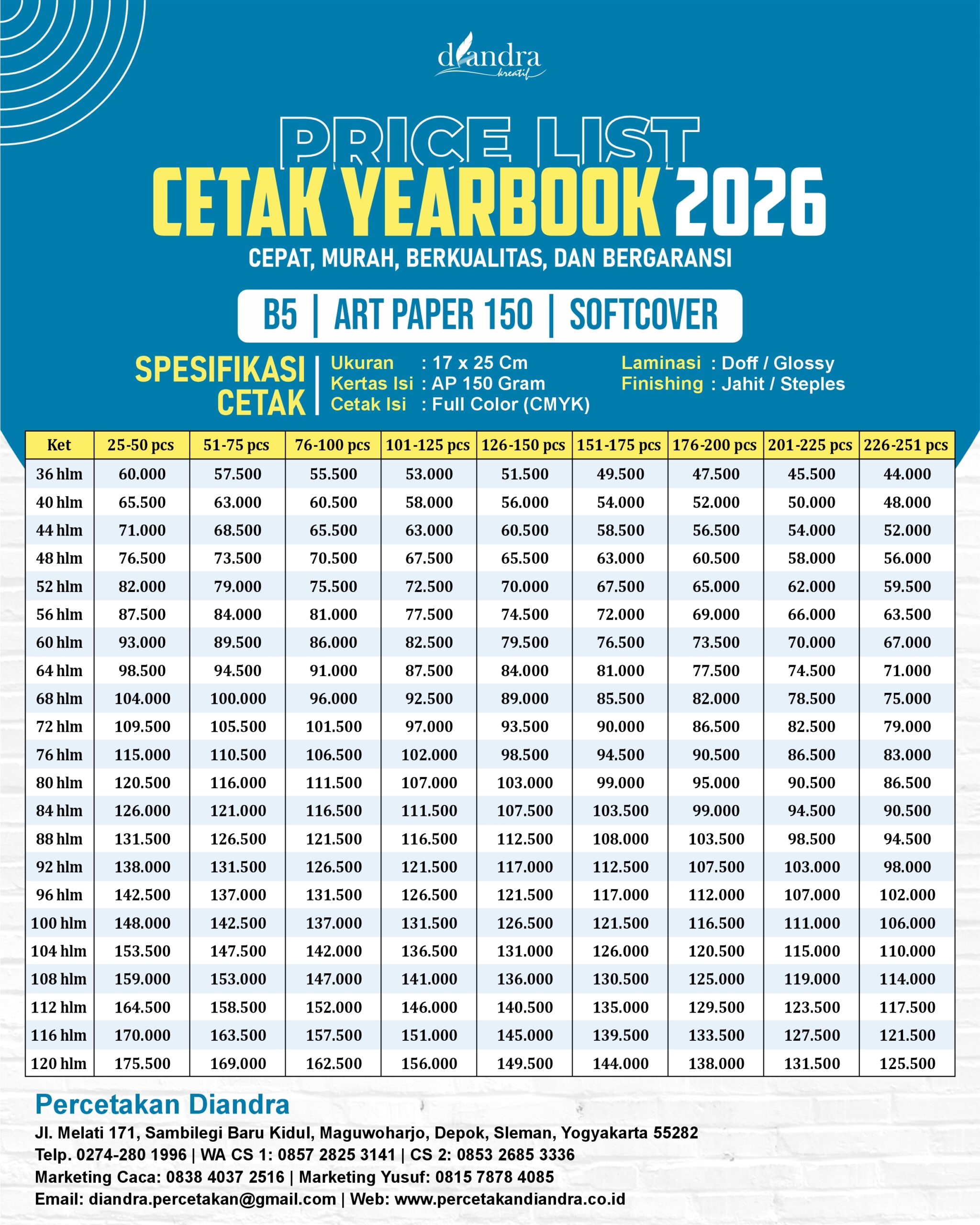 Yearbook B5-AP 150-Softcover-Diandra 2026