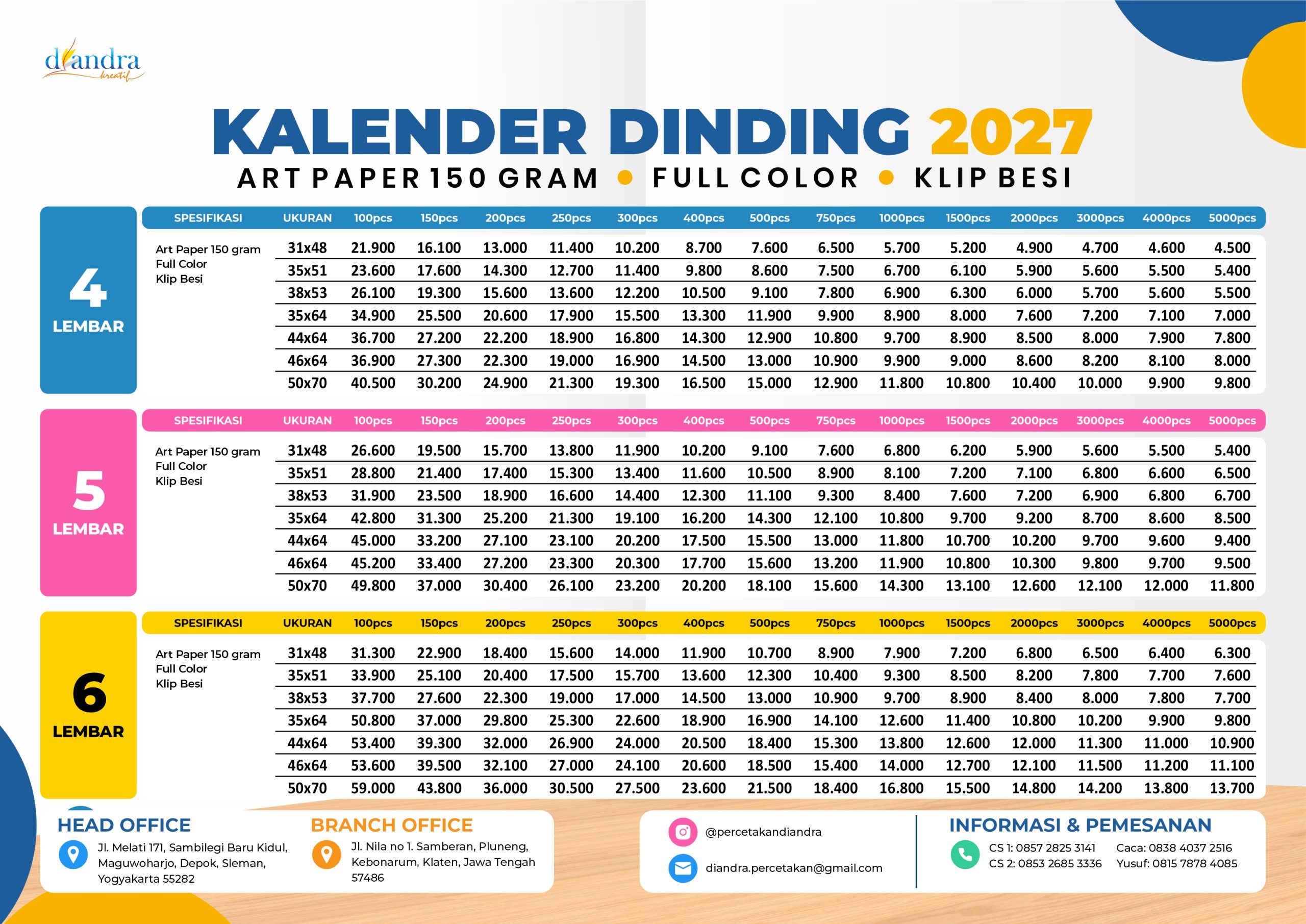 Cetak Kalender Dinding 2027_AP150-Percetakan Diandra #2